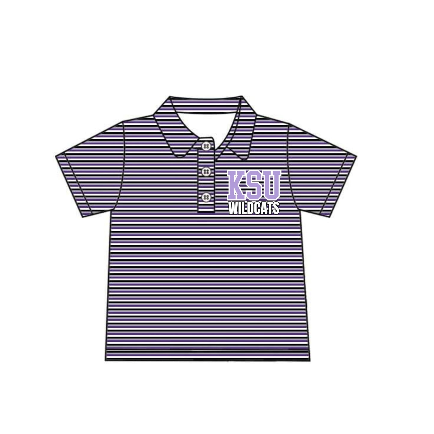 Preorder(moq 5) Baby Boys purple grey Stripes Kansas State Team Short Sleeve Tee Pullovers Shirts Tops
