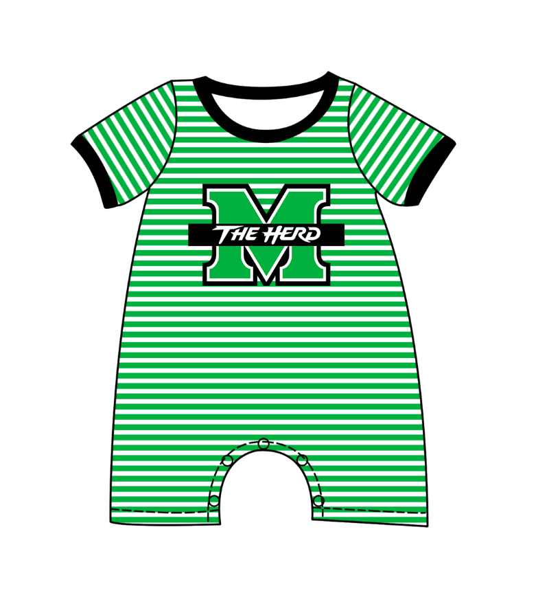 preorder(moq 5) Baby Boys Short Sleeve Green Stripe M The Hero Team Rompers