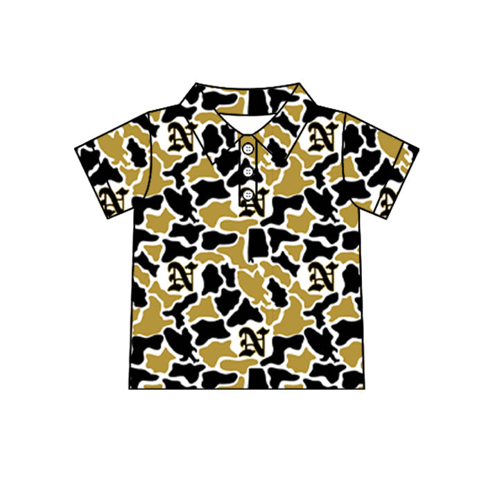 Preorder (moq 5)Baby Boys Short Sleeve Colorful Camo Team Button Polo Shirts Tops