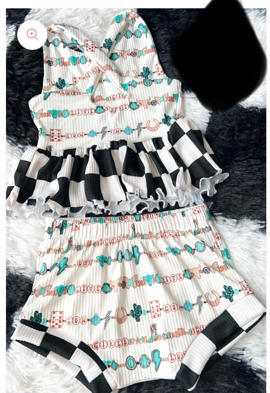 Preorder (moq 5)Baby Girls Straps Long Live Cow Bummies Clothes Sets