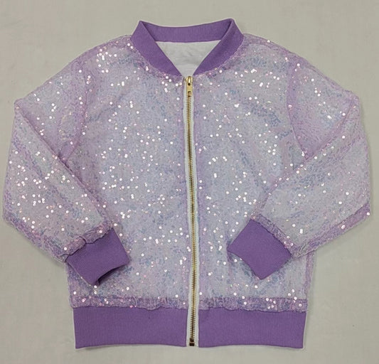 Baby Girls Lavender Concert Wear Singer Long Sleeve Sequin Jackets