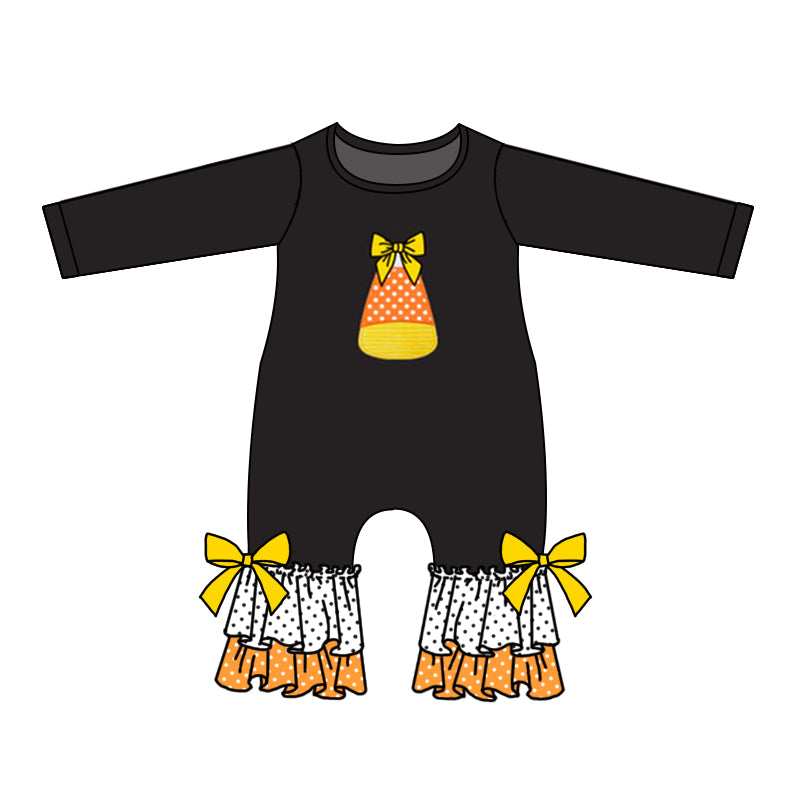 Baby Girls Halloween Candy Bow Long Sleeve Rompers preorder(moq 5)