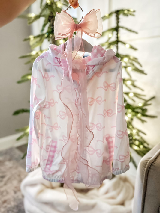 Baby Girls Pink Bows Hooded Top Zip Tops Jackets Cardigans