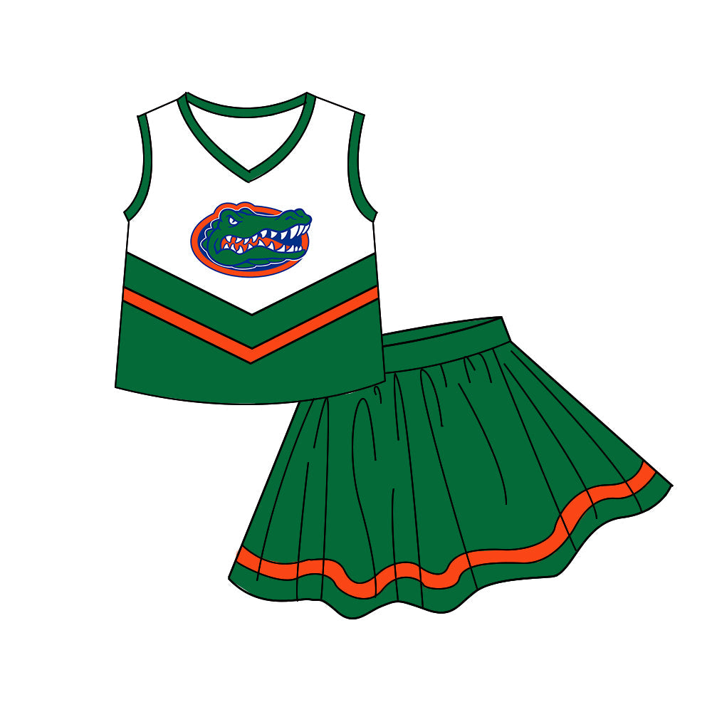 Preorder (moq 5)Baby Girls Sleeveless Gators Vests Skirt Shorts Team Clothes Sets