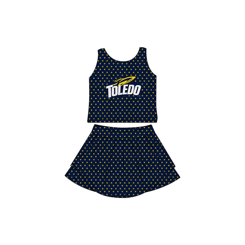 Preorder (moq 5)Baby Girls Toledo Sleeveless Top Skorts Team Set