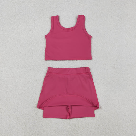 Baby Girls Pink Vest Top Skirts Shorts Bottom Yoga Active Clothes Set
