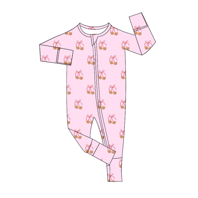 Baby Infant Girls Pink Dogs Zip Rompers preorder(moq 5)