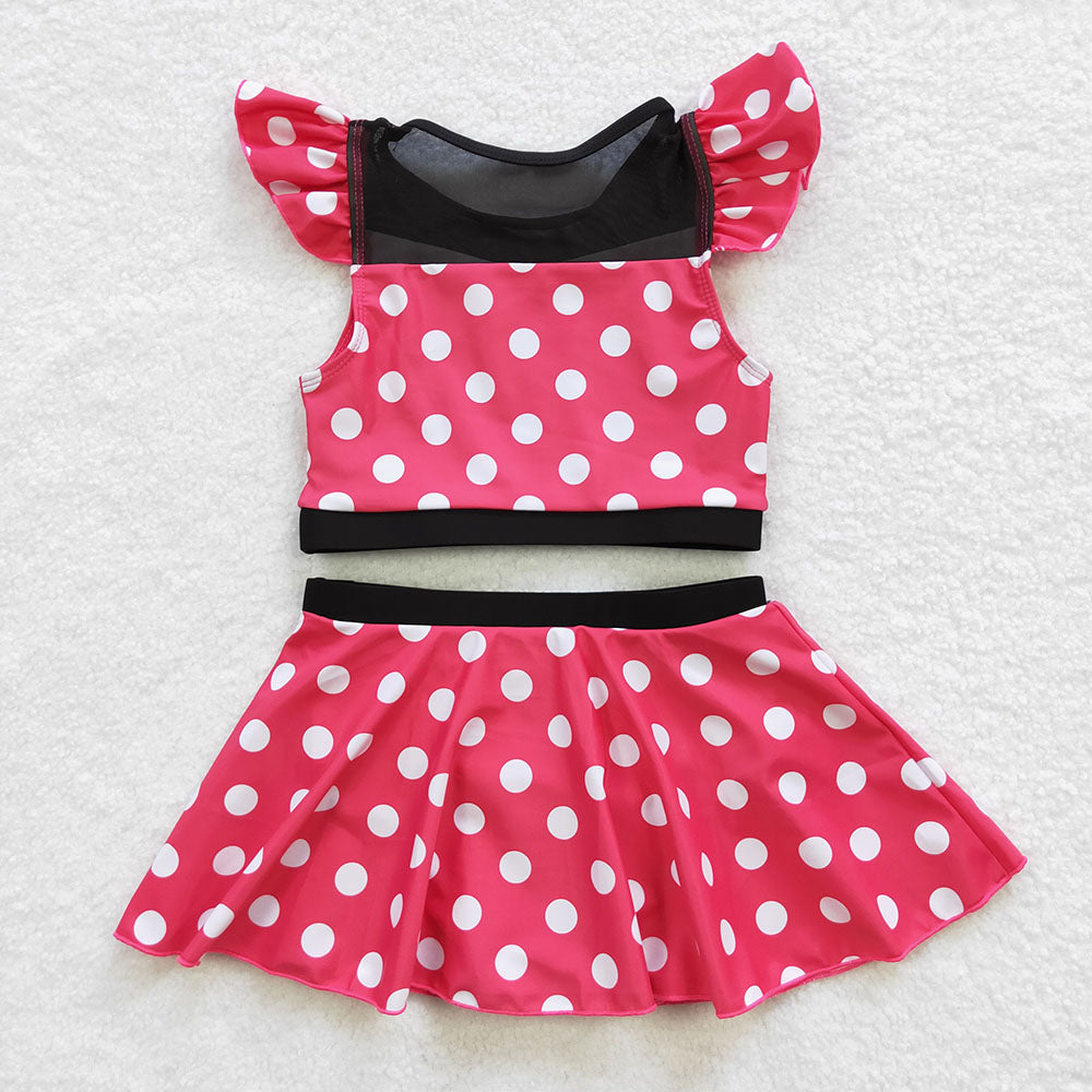 Baby Girls Summer Red Dots Skirts 2pcs swimsuits