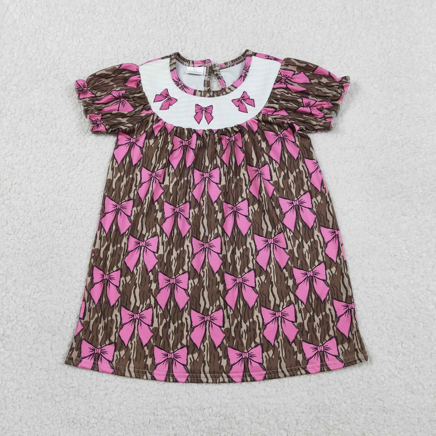 Smocked Bows Baby Girls Southern Olive Camo Knee Length Dresses