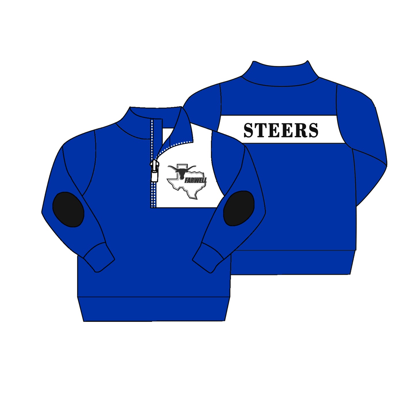 Preorder (moq 5)Baby Boys Blue Steers Team Zip Pullovers Tops Tee Shirts