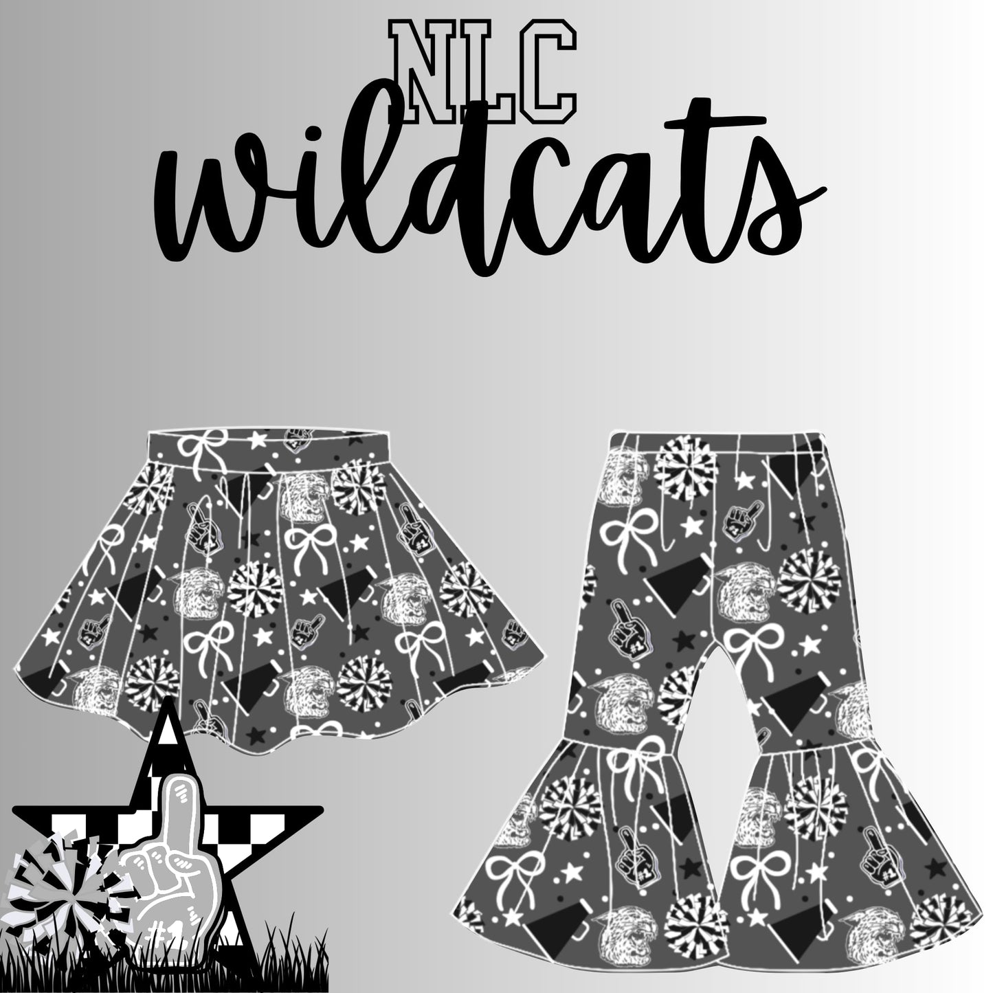 Preorder(moq 8 Each)Baby Girls Nic Wildcats Skorts and Pants Team