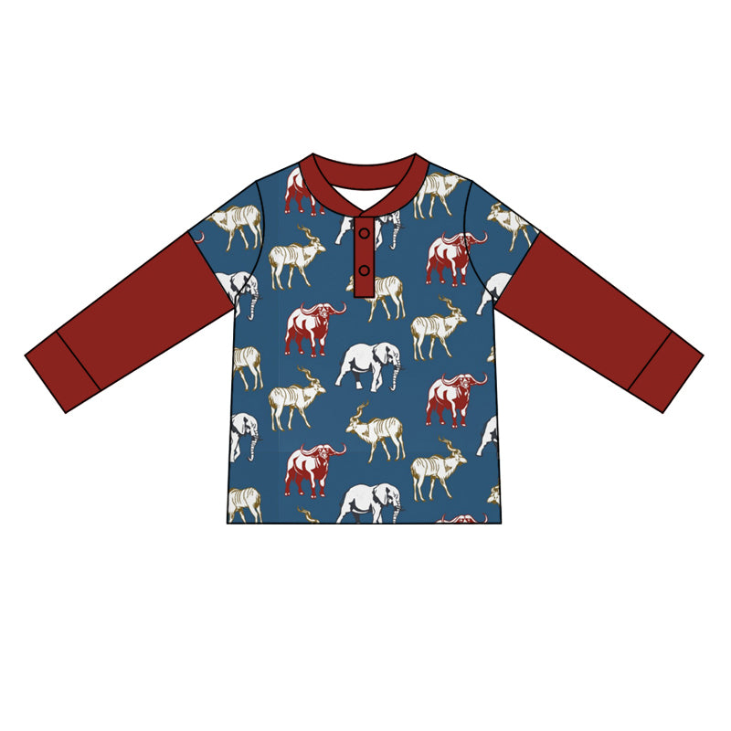 Baby Boys Western Cows Long Sleeve Tee Shirts Tops preorder(MOQ 5)
