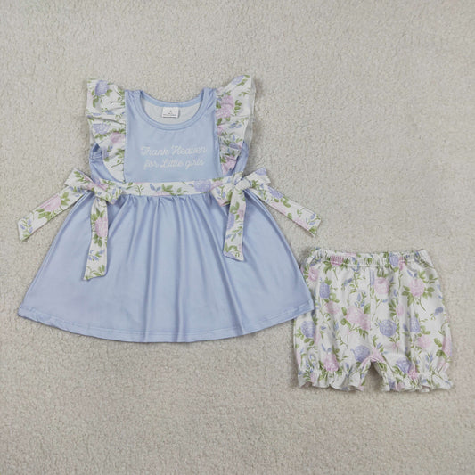 Sibling Baby Thank Heaven For Little Girls Tunic Ruffle Shorts Clothes Set Rompers
