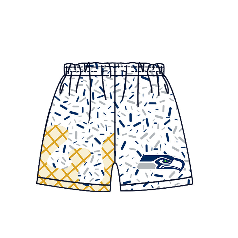 Preorder (moq 5)Baby Boys Drip Sprinkles Seattle Seahawks Team Shorts Bottom