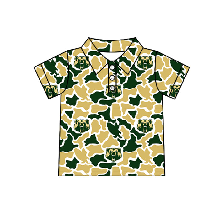 Preorder (moq 5)Baby Boys Short Sleeve Colorful Camo Team Button Polo Shirts Tops