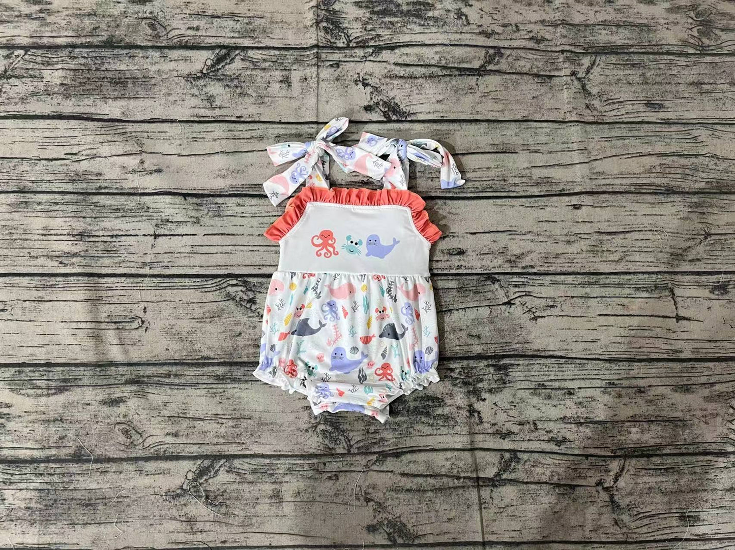 Baby Infant Girls Octopus Crab Sea Lion Rompers