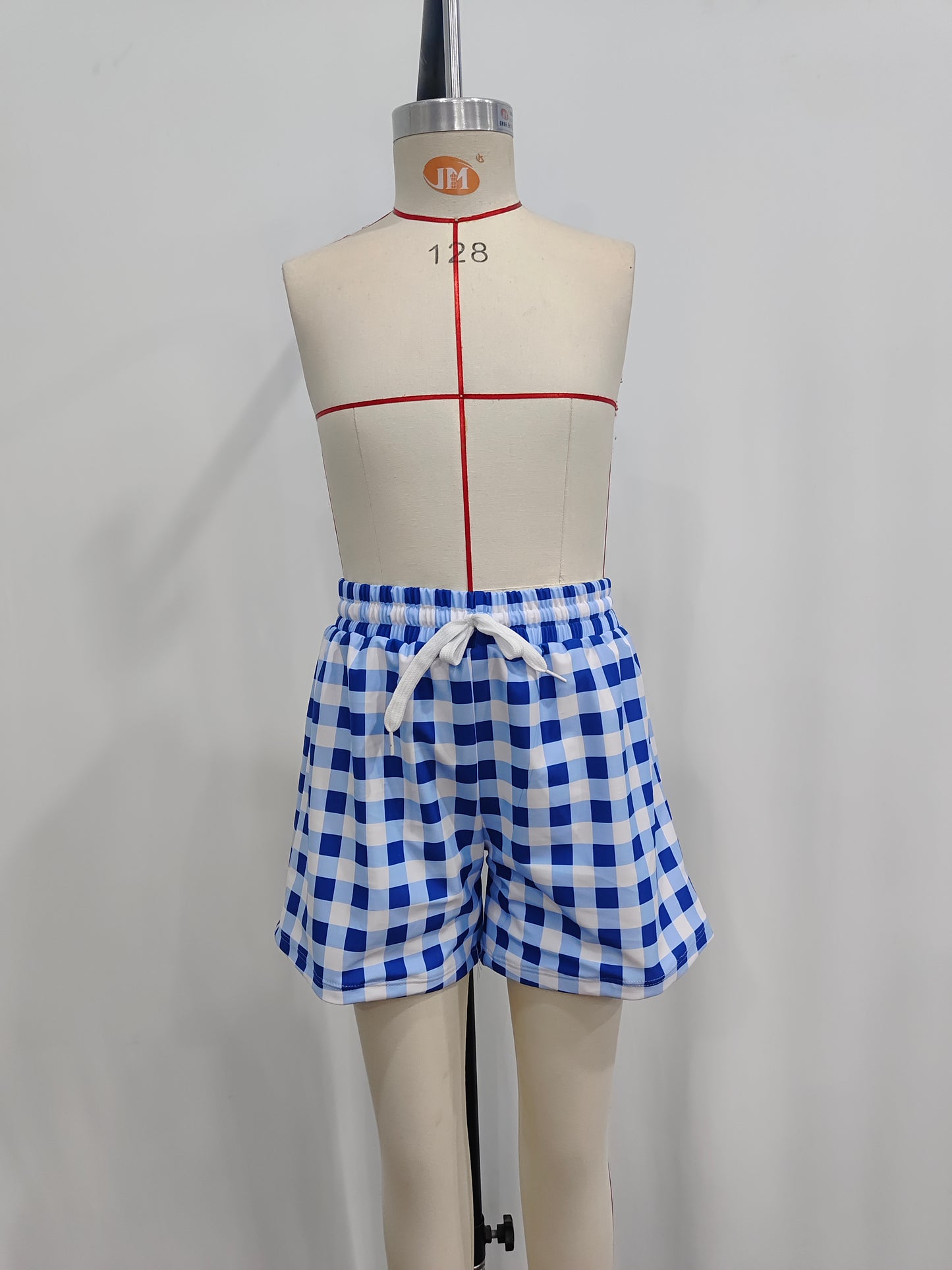 Baby Boys Summer Blue Checkered Trunks Swimsuits Swimwear