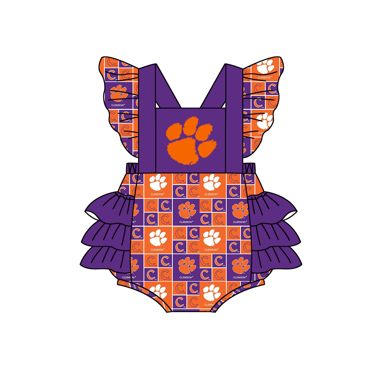 Baby Girls Team Footprint Ruffle Rompers preorder(moq 5)