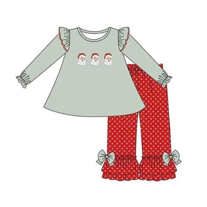 Baby Girls Christmas Santa Top Ruffle Pants Clothes Sets preorder(moq 5)