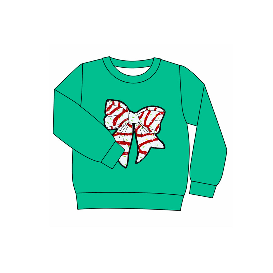 Preorder (moq 5)Baby Girls Long Sleeves Christmas Tree Bow Tee Shirts Tops