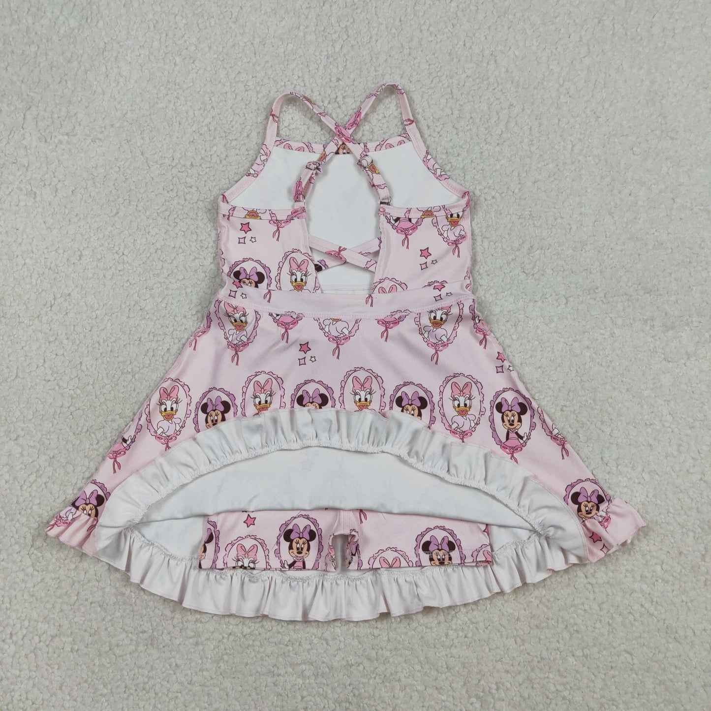 Baby Girls Strap Cartoon Mouse Ducks Yoga Active Knee Length Dresses
