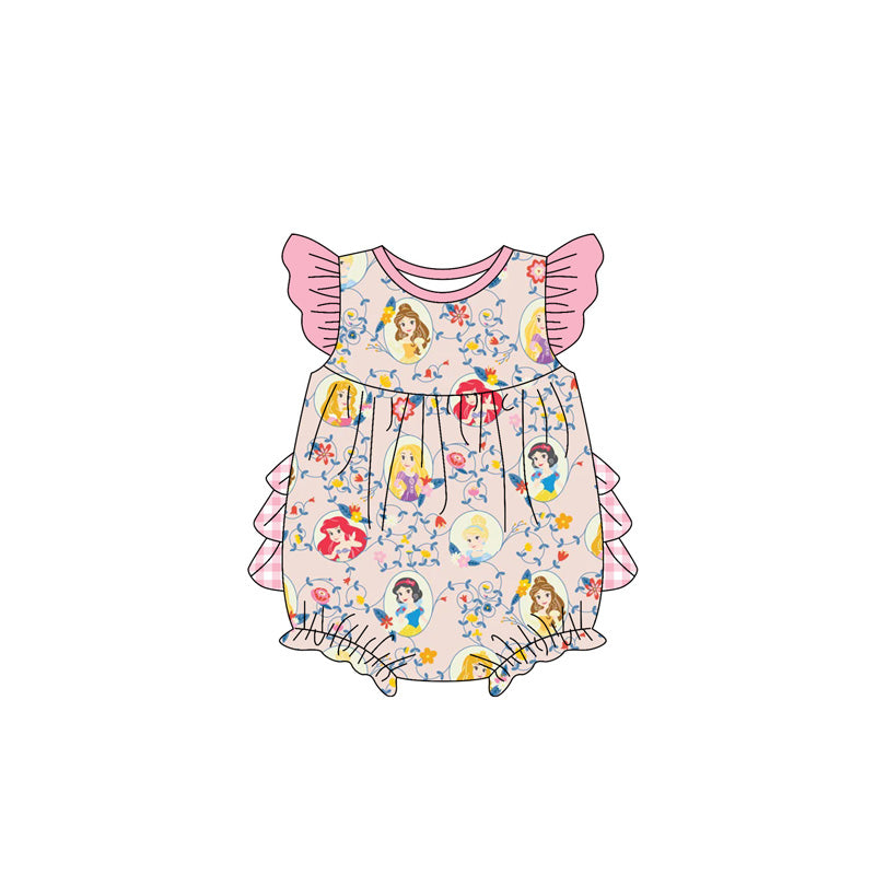 Preorder(moq 5)Baby Infant Girls Princess Pink Ruffles Rompers