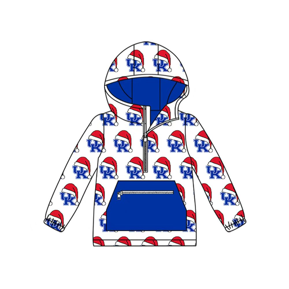 Preorder (moq 5)Baby Kids UK Team Team Christmas Zip Hooded Pullovers Tops