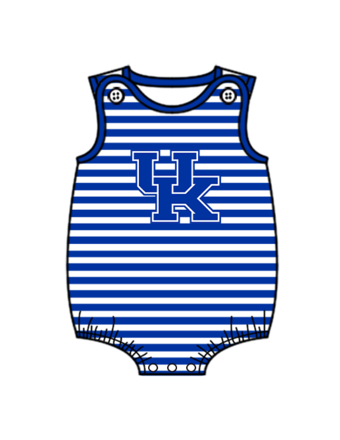 Preorder (moq 5)Baby Boys Blue Stripe UK Team Rompers