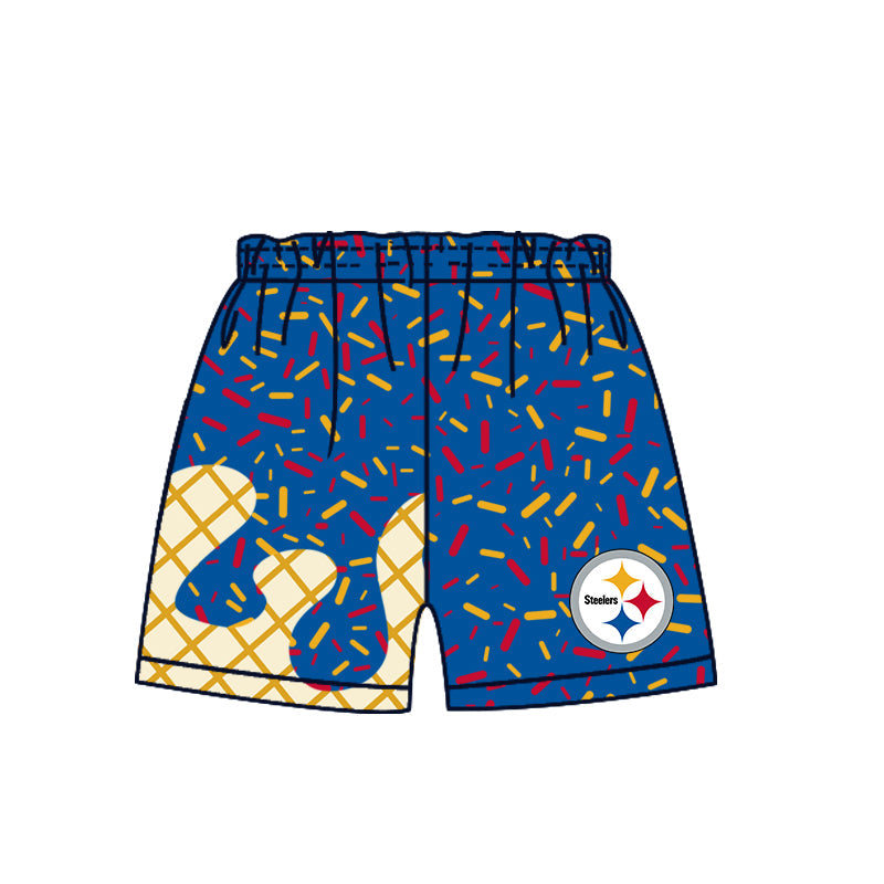 Preorder (moq 5)Baby Boys Drip Sprinkles Steelers Team Shorts Bottom