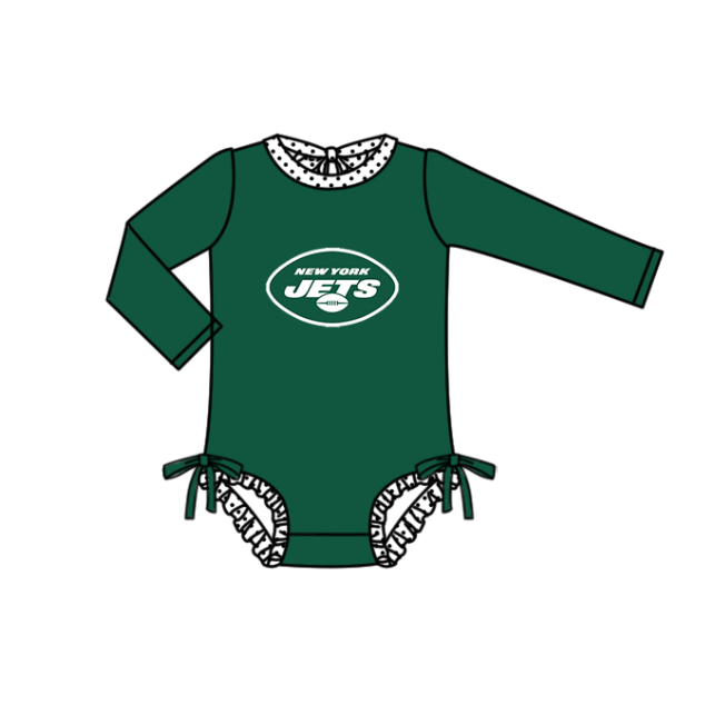 Preorder moq 5 Baby Girls New York Jets Long Sleeve Team Swimsuits
