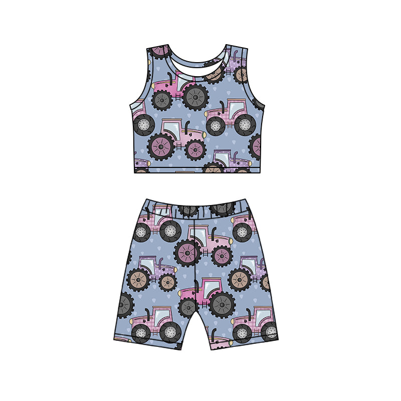 Baby Girls Tractor Top Biking Shorts Clothes Sets preorder (moq 5)