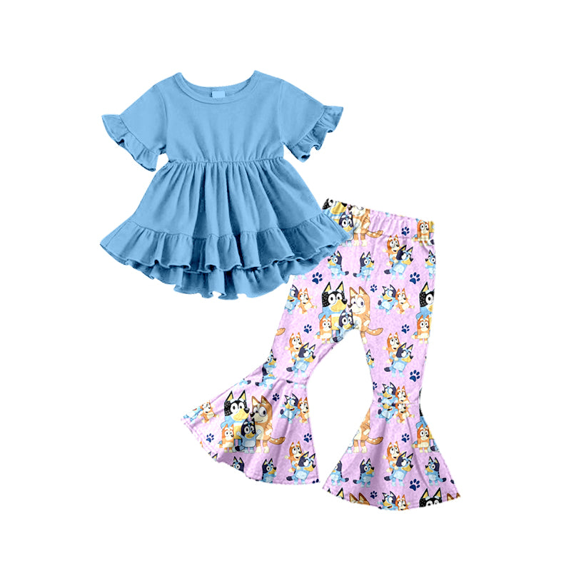 Baby Girls Aqua Tunic Top Bell Dog Pants Clothes Sets preorder(moq 5)