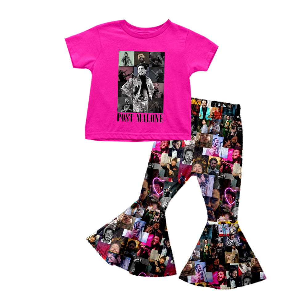 Baby Girls Short Sleeve Pink Singer Shirt Bell Pants Clothes Sets preorder(moq 5)