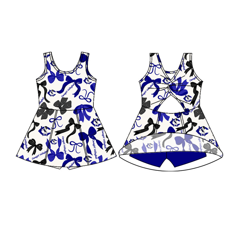 Preorder (moq 5)Baby Girls Gavegirls Sleeveless Bows Shorts Team Knee Length Dresses