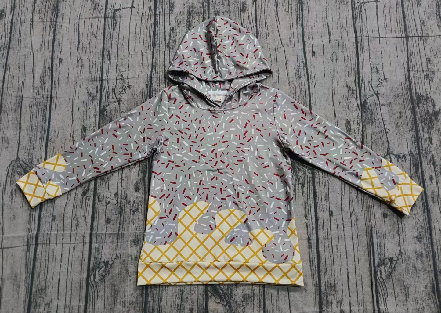 Preorder (moq 5)Baby Boys Grey Sprinkles Drip Team Hoodies Tops