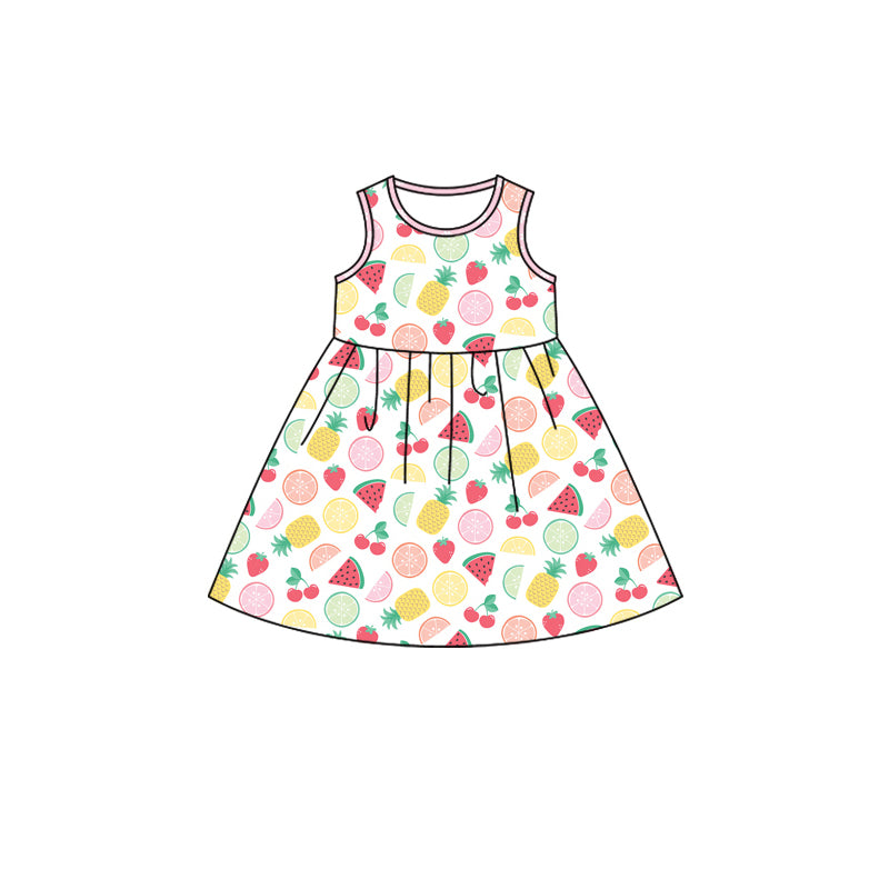 Preorder (moq 5)Baby Girls Fruits Sleeveless Knee Length Dresses