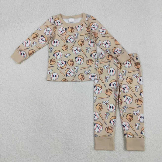 Sibling Baby Boys Smile Baseballs Top Pant Team Pajamas Sets Zipper Footie Rompers