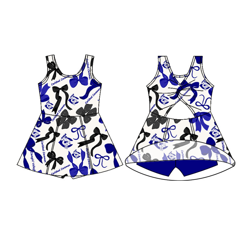 Preorder (moq 5)Baby Girls Gavemen Sleeveless Bows Shorts Team Knee Length Dresses