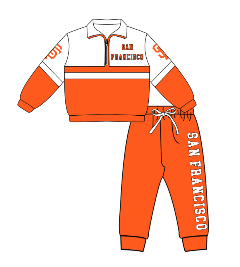 Preorder (moq 5)Baby Boys San Francisco Zipper Pullover Jogger Pants Team Clothes Set