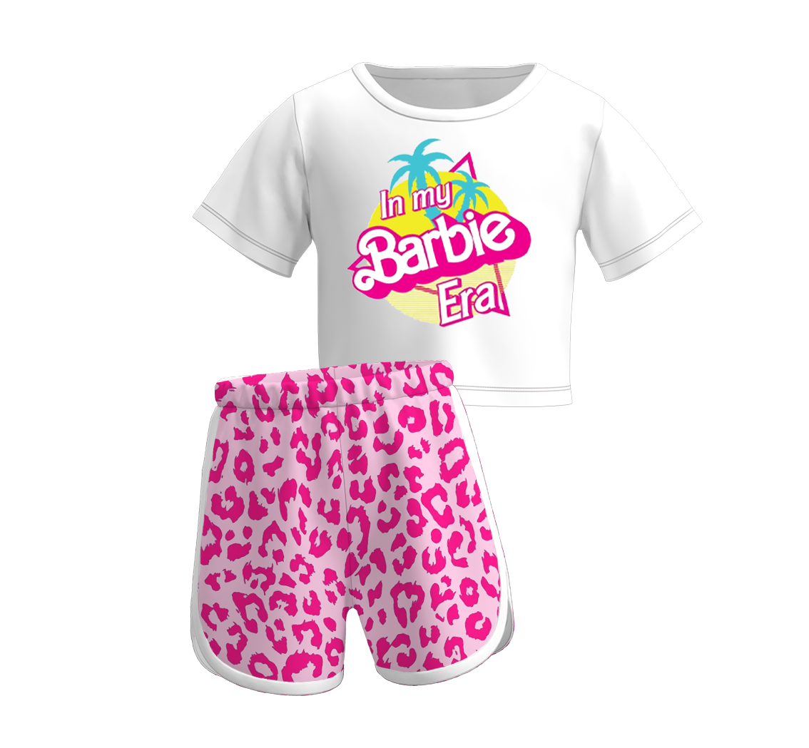 Baby Girls Doll Short Sleeve Top Pink Leopard Shorts Clothes Sets preorder (moq 5)