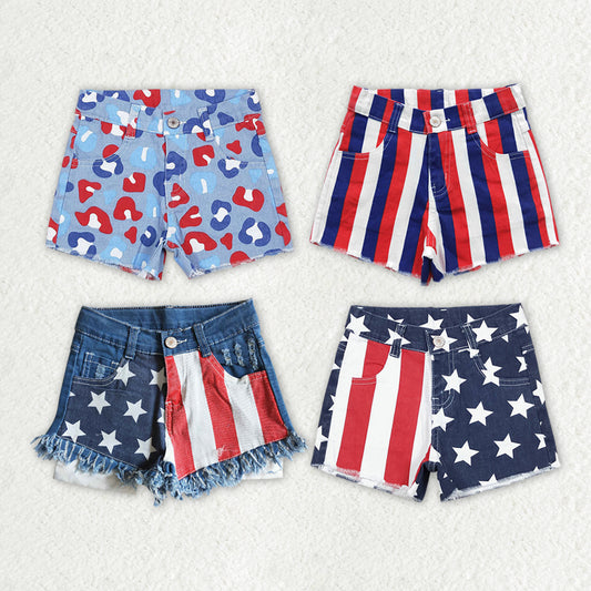 Sibling Baby Girls 4th Of July Sister Denim Shorts Bottoms