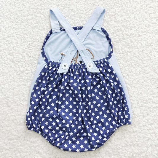 Baby Boys 4th of July Dog Blue Rompers