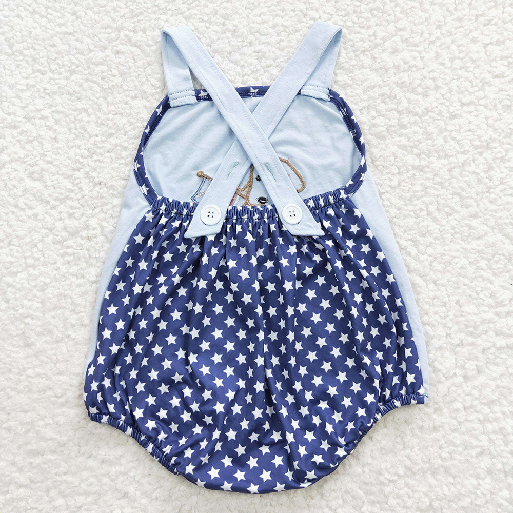Baby Boys 4th of July Dog Blue Rompers