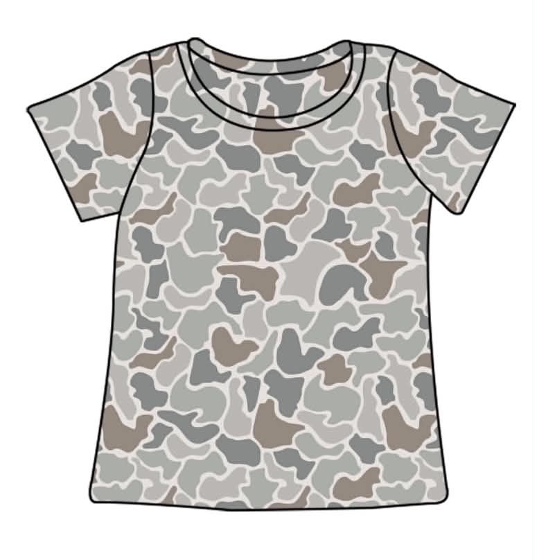 Preorder (moq 5)Baby Boys Short Sleeve Khaki Camouflage Short Sleeve Shirts Tops