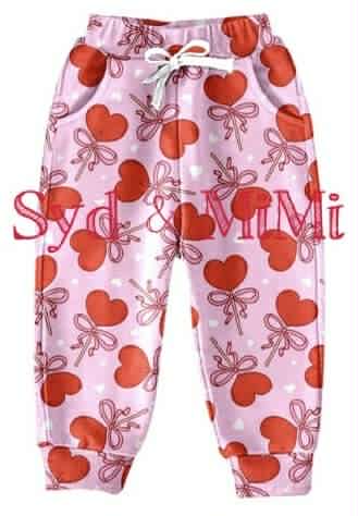 Preorder(moq 5) Baby Girls Valentines Heart Pockets Jogger Pants