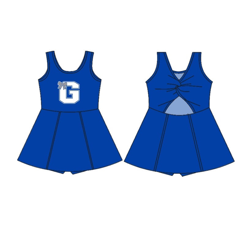 Preorder (moq 5)Baby Girls Sleeveless G- Graves Team Knee Length Dress