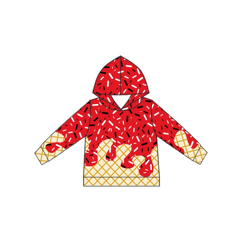 Preorder (moq 5)Baby Boys Long Sleeves Drip Red Black Team Hoodies Tops