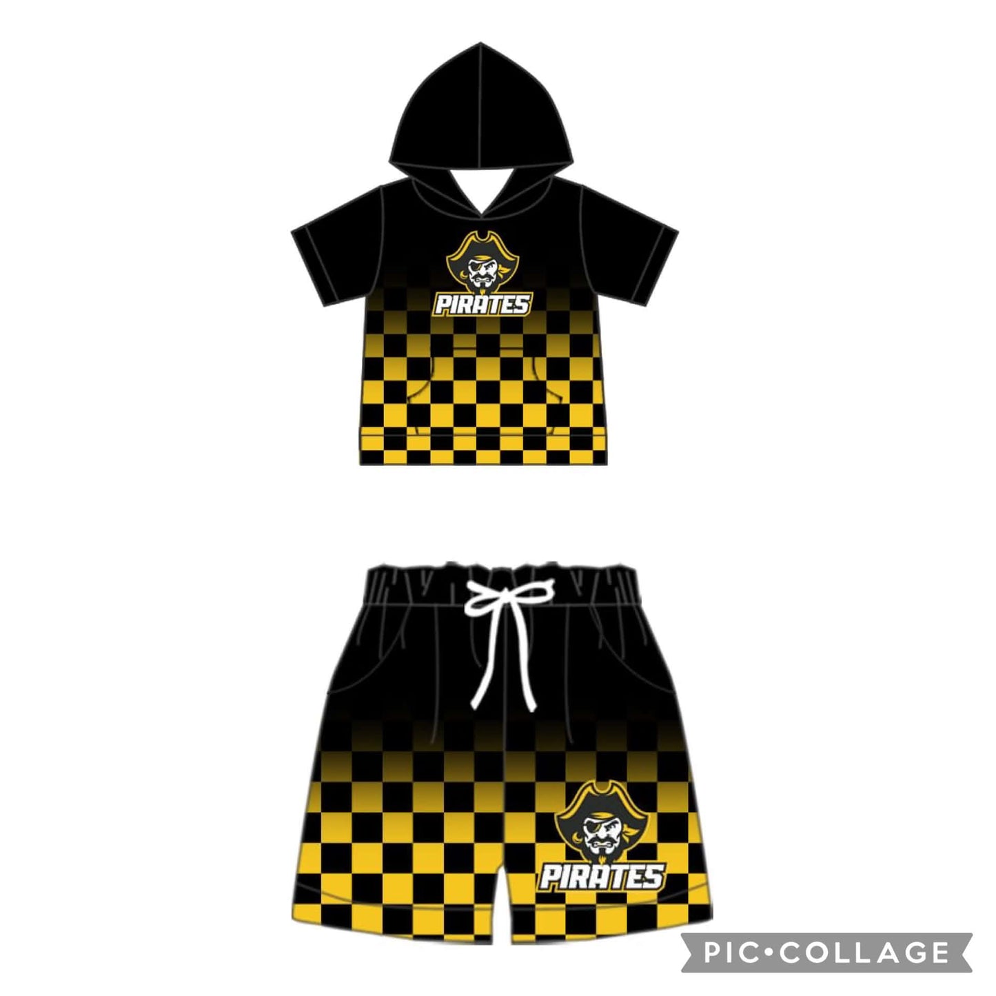 Preorder (moq 5)Baby Boys Pirates Hooded Top Shorts Clothes Sets
