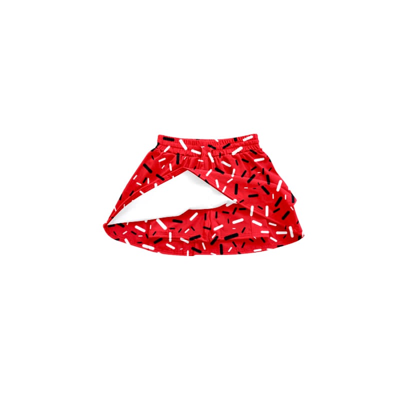 Preorder(moq 8) Baby Girls Red Black Drips Sprinkles Team Skort Shorts Bottoms