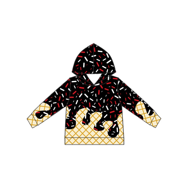 Preorder (moq 5)Baby Boys Long Sleeves Drip Black Red Team Hoodies Tops